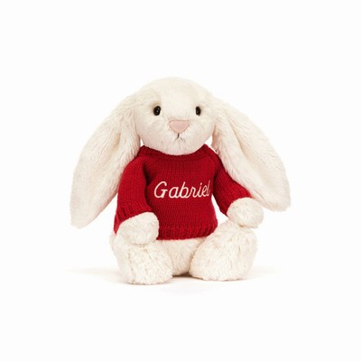 Jellycat Bashful Cream Bunny with Red Jumper New Zealand | JSRXO9240